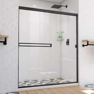 ANZZI 76 x 60 inch Semi-Frameless Shower Door in Brushed Nickel, Longboat  Water Repellent Glass Shower Door with Seal Strip Parts and Handle, Easy