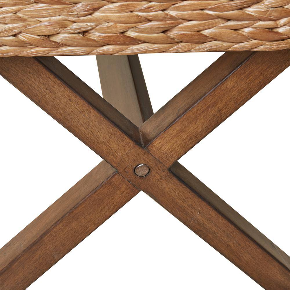 Seadrift 18" Square Mahogany and Water Hyacinth Bench in Chestnut