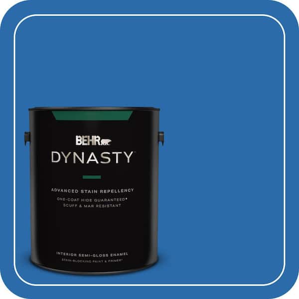 BEHR DYNASTY 1 gal. #MQ4-24 Electric Blue One-Coat Hide Semi-Gloss Enamel Interior Stain-Blocking Paint & Primer
