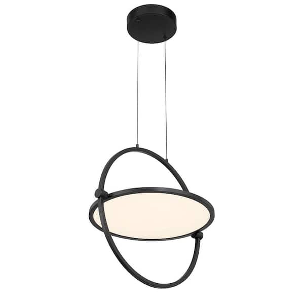 George Kovacs Studio 23 21-Watt 1-Light Black Shaded Integrated LED Pendant Light with White Acrylic Shade