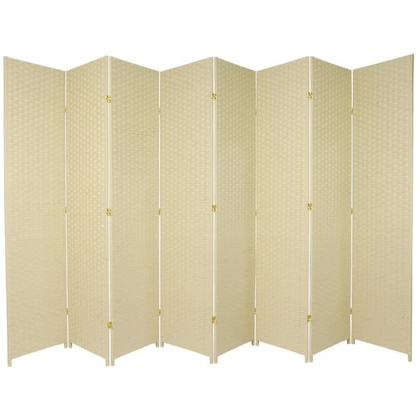 Oriental Furniture 7 ft. Cream 8-Panel Room Divider SS7FIBER-CRM-8P ...