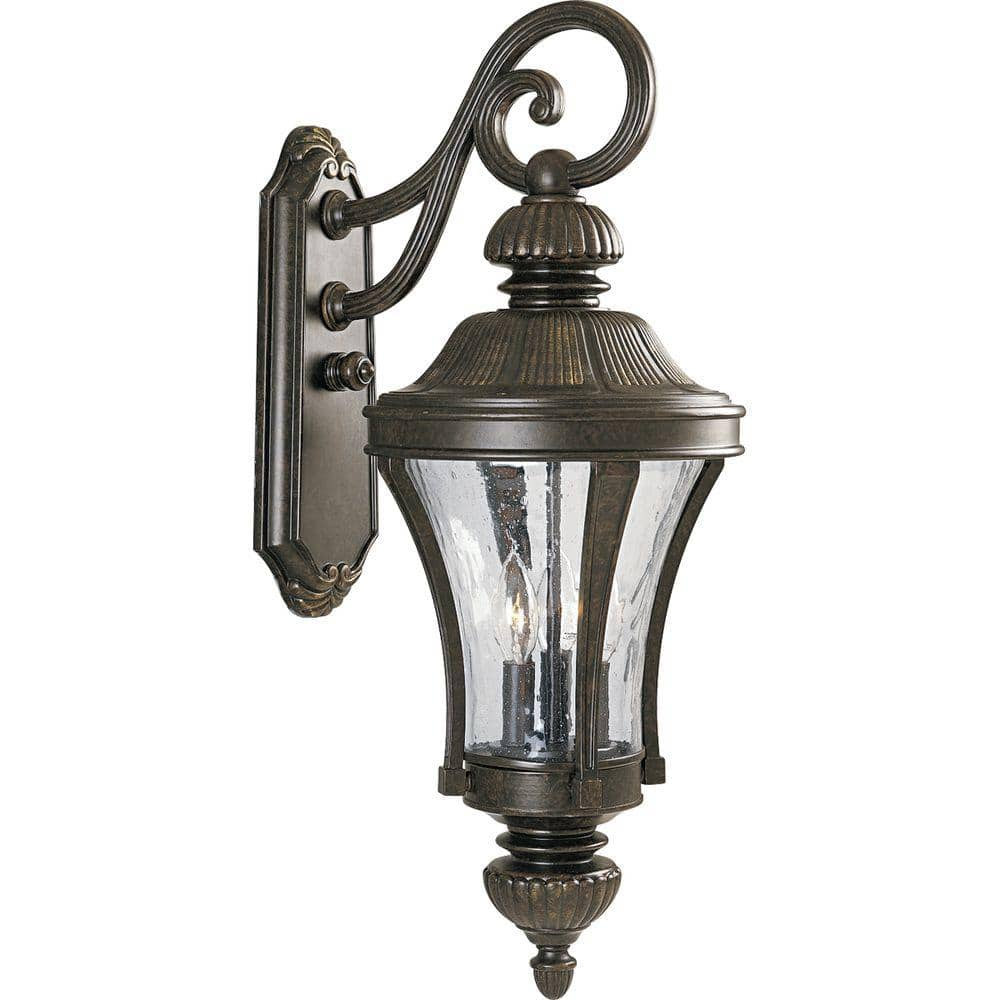 Progress Lighting Nottington Collection 3-Light Forged Bronze Water Seeded  Glass New Traditional Outdoor Large Wall Lantern Light P5837-77 - The Home 