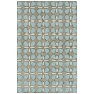 Peranakan Tile Collection Lt. Blue 8 ft. x 11 ft. Geometric Indoor/Outdoor Area Rug