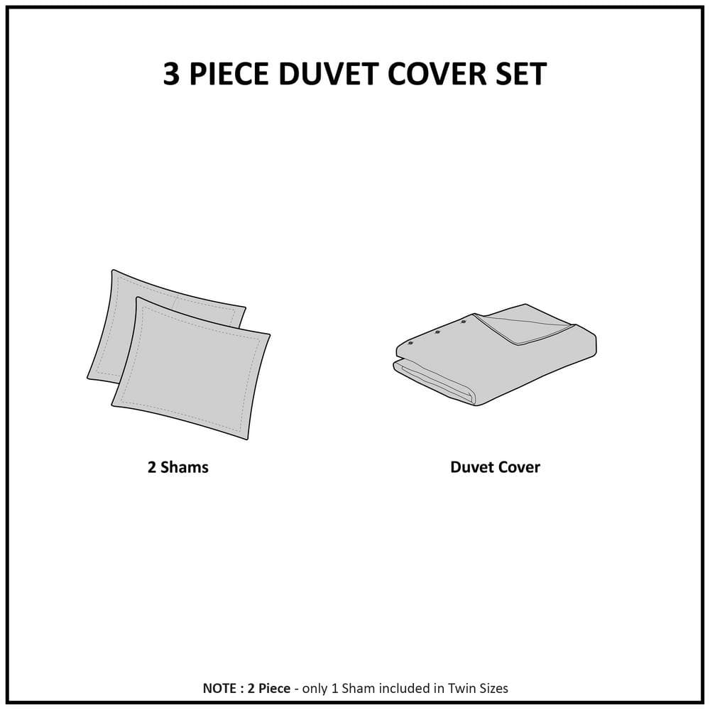 White Tufted Cotton Chenille Damask King Duvet Set