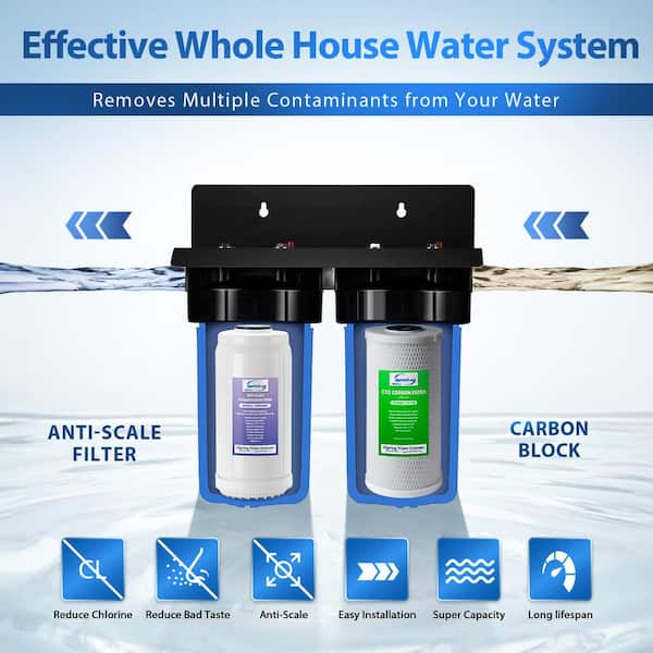 2 Stage RV Water Filter System with Scale Inhibitor (2 GPM Flow Rate)