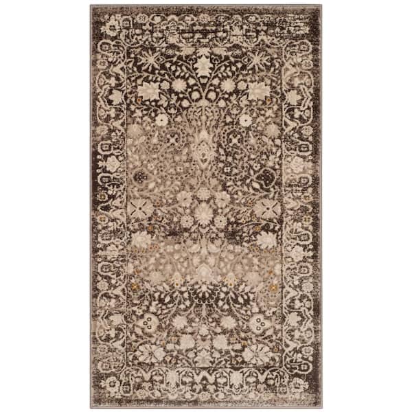 SAFAVIEH Serenity Brown/Cream Doormat 2 ft. x 4 ft. Border Area Rug