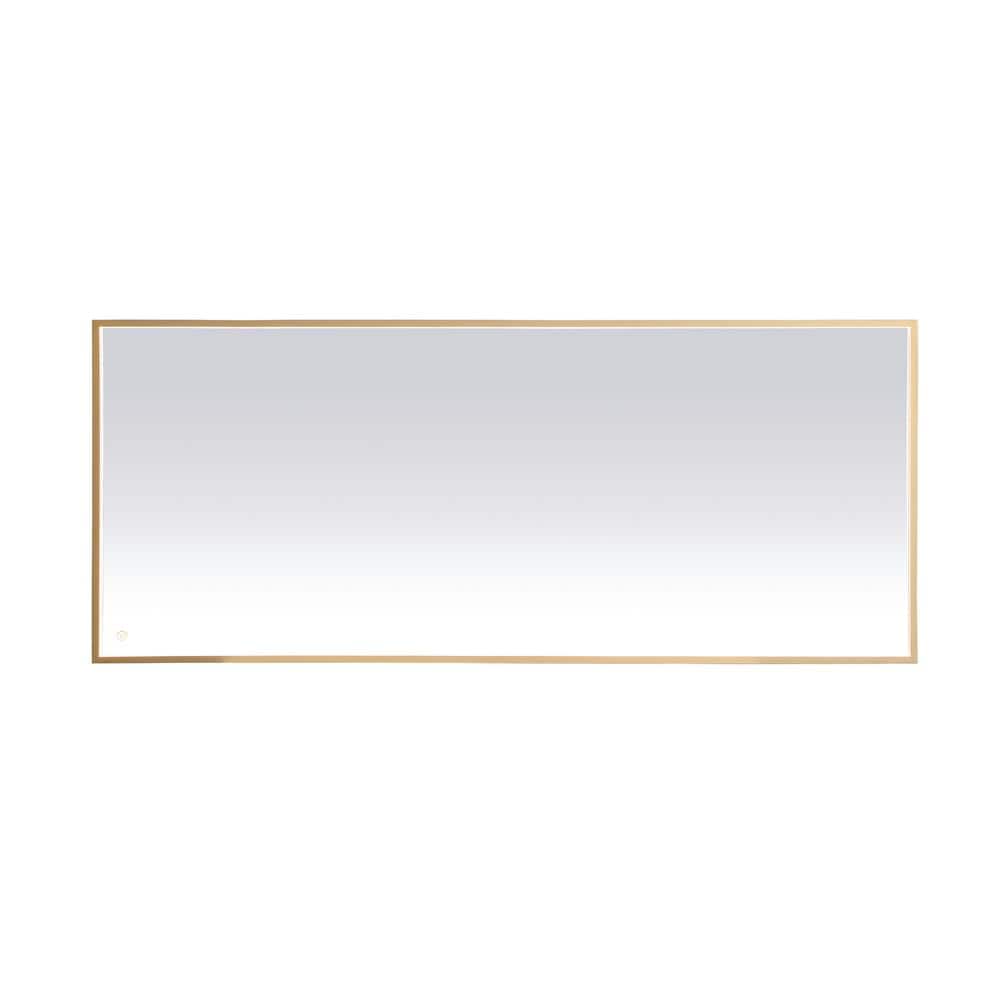 Timeless Home 72 in. W x 30 in. H Aluminum Brass LED Mirror
