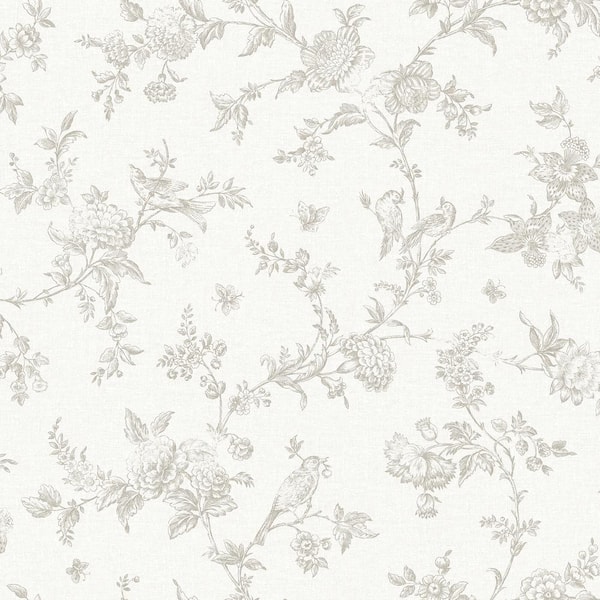 Nightingale Taupe Floral Trail Matte Pre-pasted Paper Wallpaper