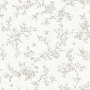 Grey Nightingale Taupe Floral Trail Wallpaper Sample