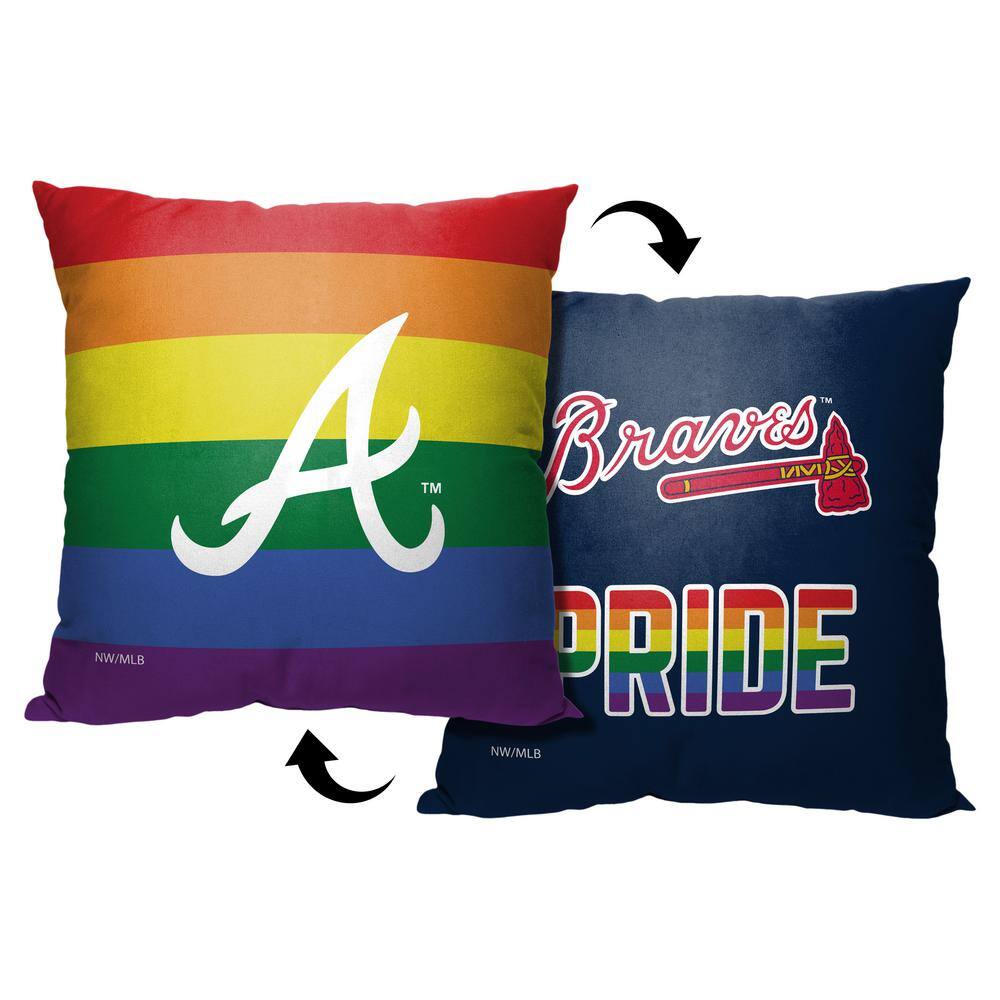 Rainbow Pride Atlanta Braves Polyester Throw Pillow 18x18
