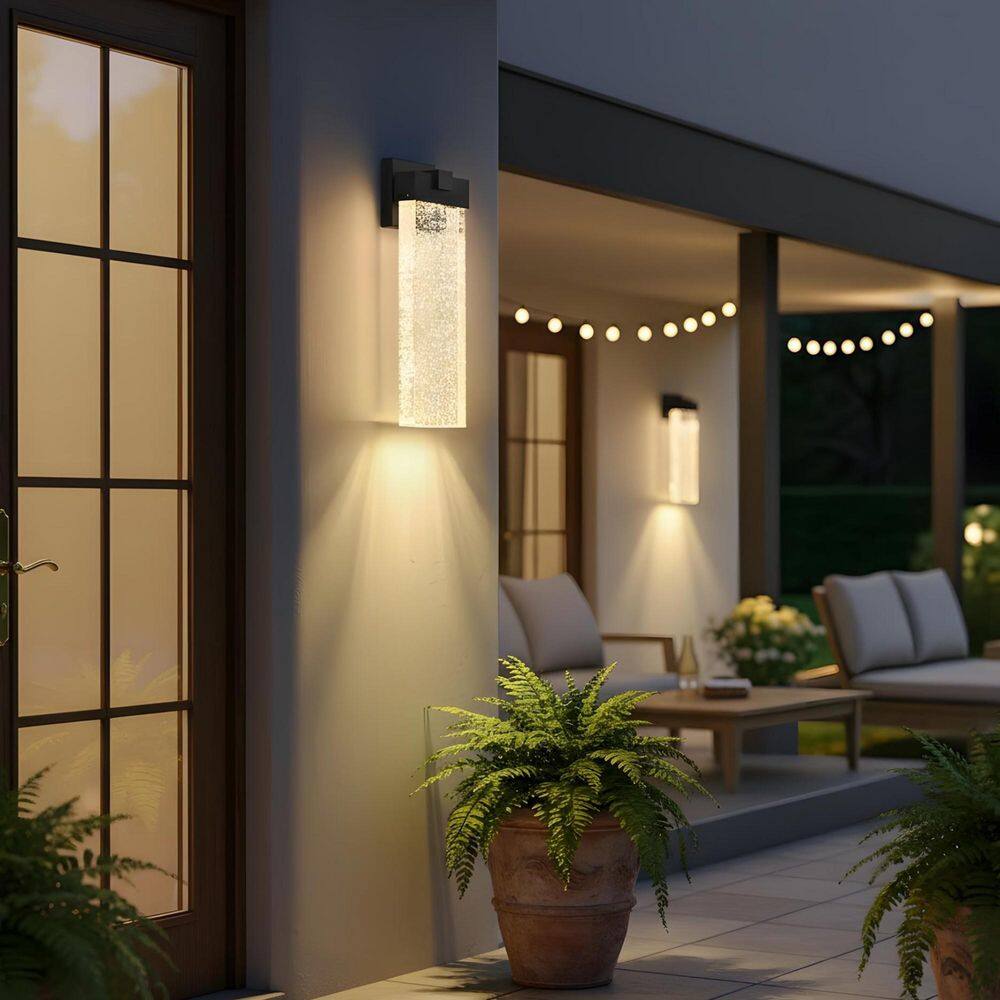 Light Pro 18 in. Black Not Motion Sensing Outdoor Hardwired Wall Cylinder Scone with Bubble Crystal LED (1-Pack) price history on PriceWatchPro