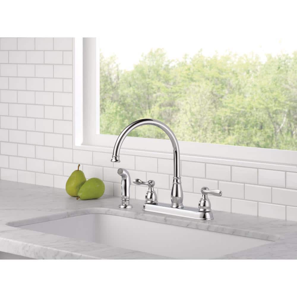 Delta Chrome Two-Handle Kitchen Faucet with Side Spray