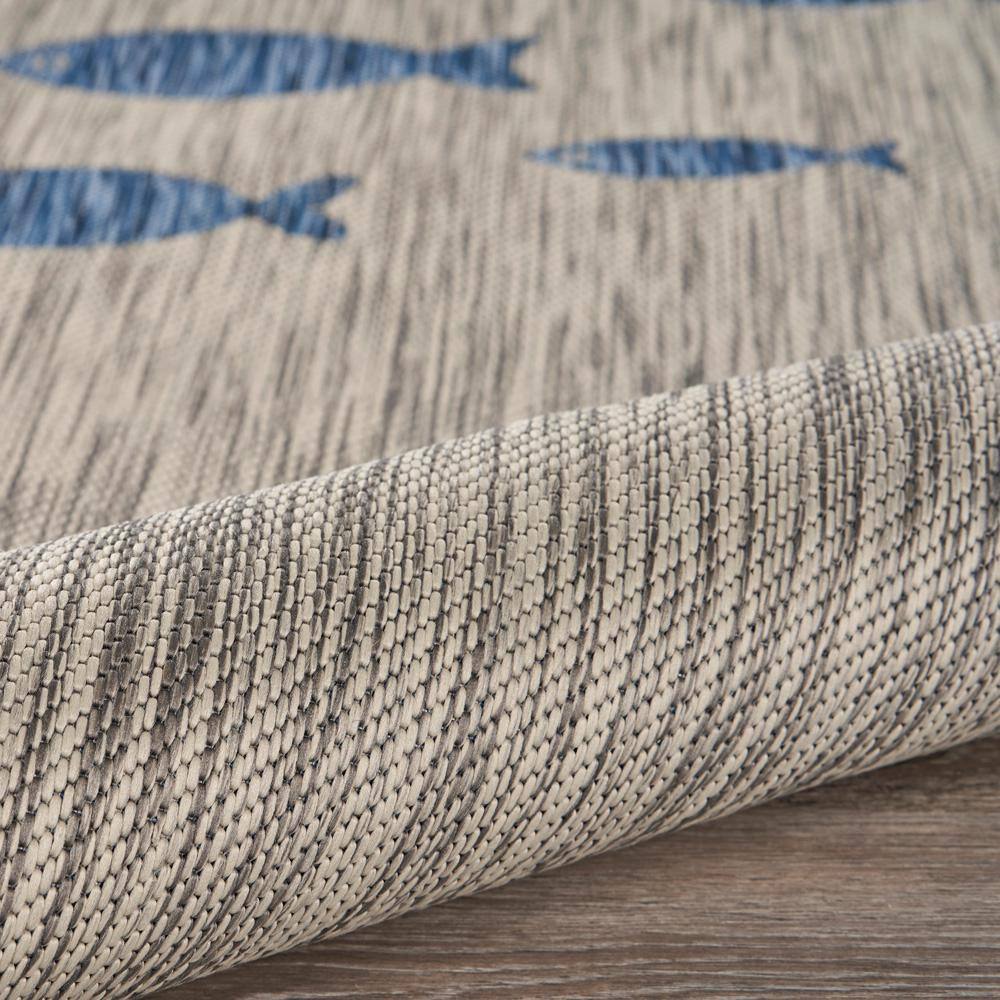 Gray and Blue Fish Pattern Stain-Resistant Synthetic 5' x 7' Area Rug