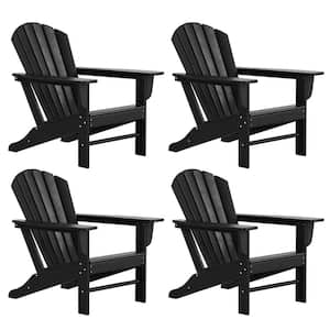 MASON Black HDPE Plastic Outdoor Adirondack Chair (Set of 4)