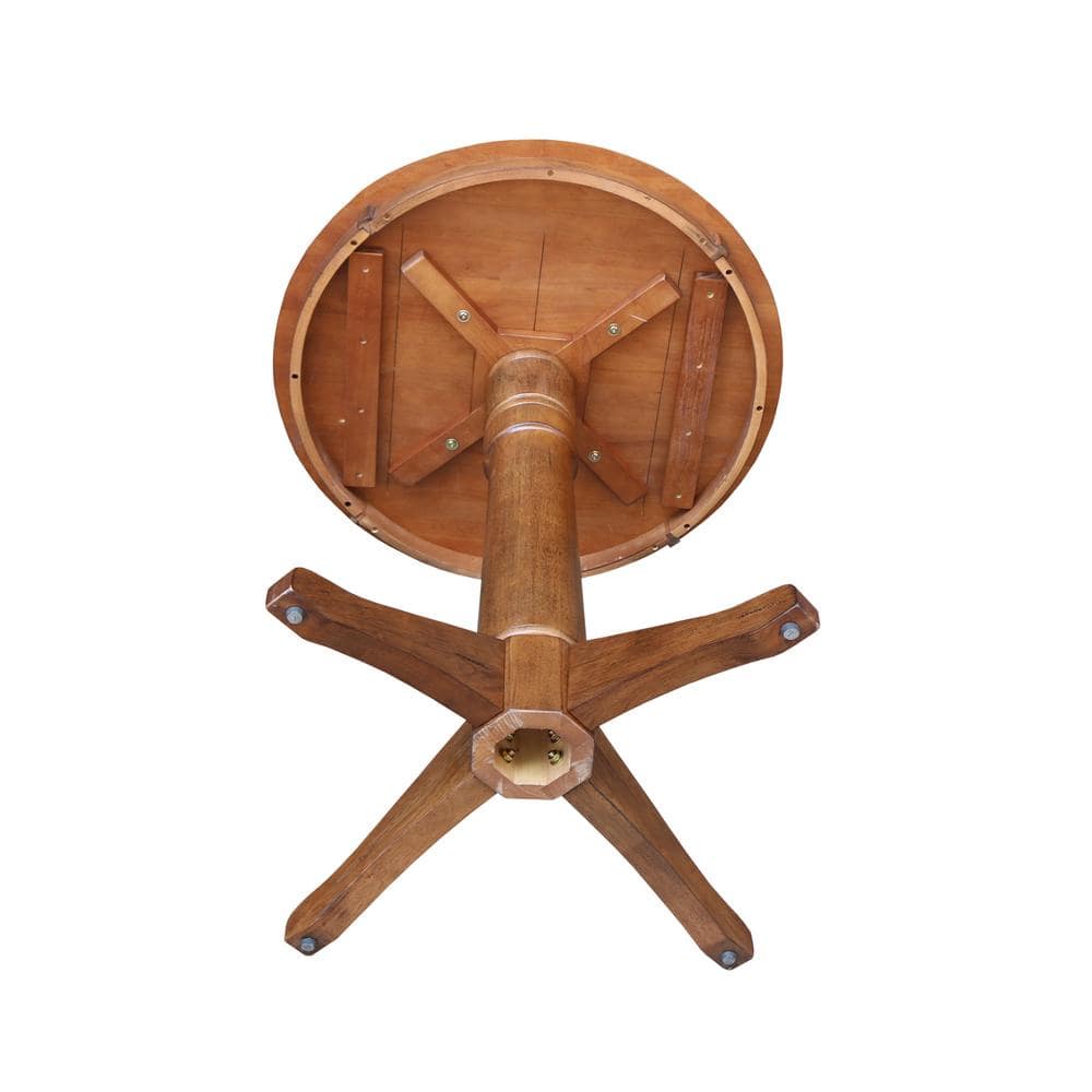Distressed Oak Round Solid Wood Counter Height Dining Table