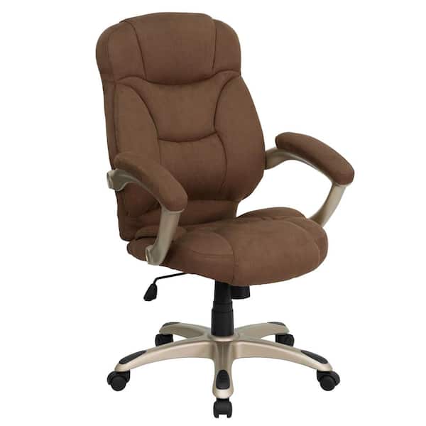 Flash Furniture Jessie Fabric High Back Ergonomic Executive Chair in Brown Microfiber with Arms