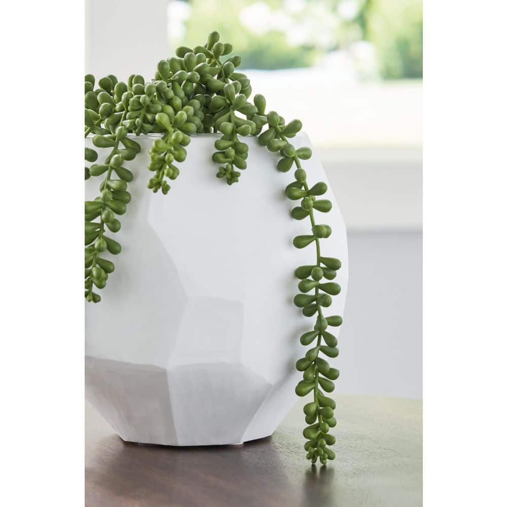 White Faceted Glass Table Vase