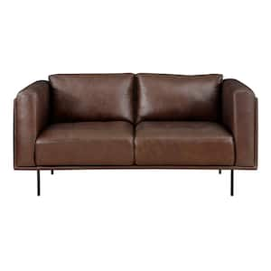 Flint 63 in. W Brown Leather Loveseat