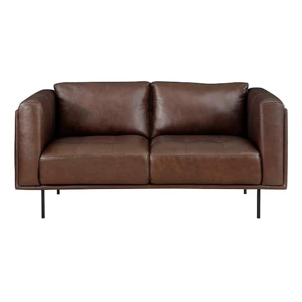 Lazzara Flint 63 in. W Brown Leather Loveseat