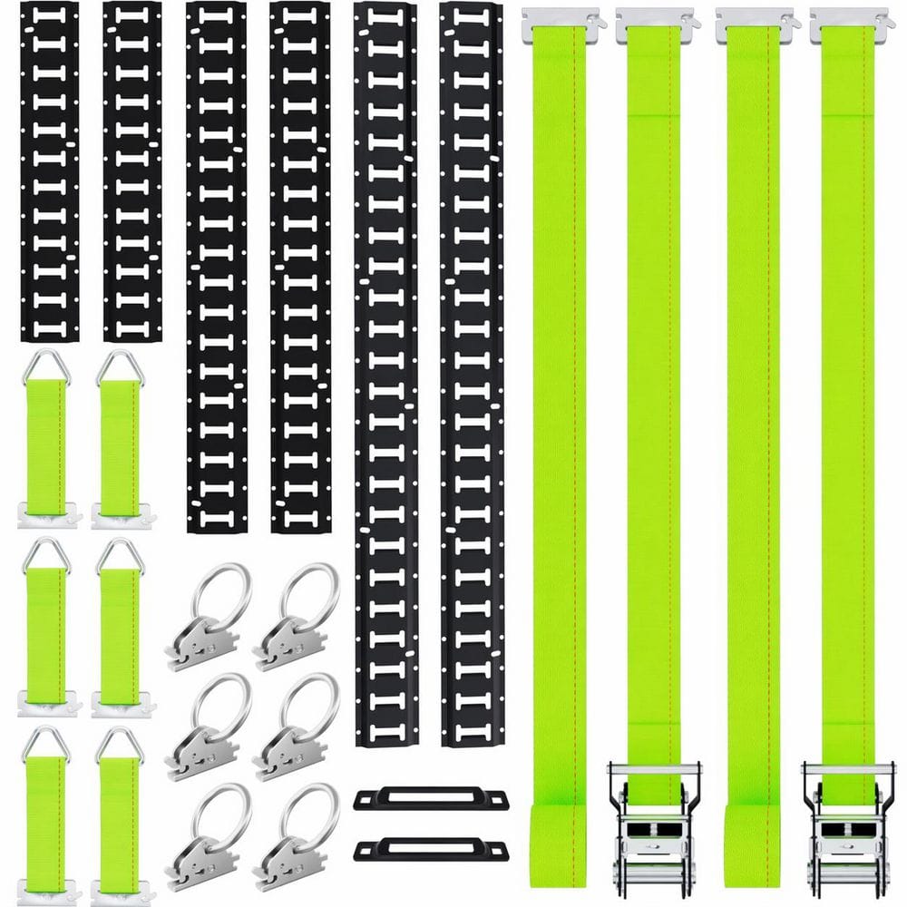 22-Piece 2ft 3ft 4ft Steel E-Track Tie-Down Rail Kit with Ratchet Straps O-Ring Anchors D-Ring Tie-Offs price history on PriceWatchPro