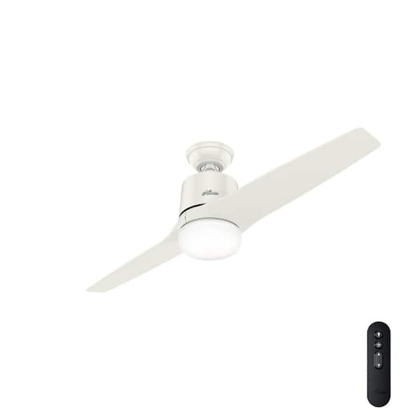 Hunter Leiva 54 in. LED Indoor Fresh White Ceiling Fan with Integrated Light Kit and Handheld Remote Control