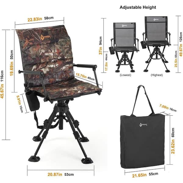 ARROWHEAD OUTDOOR Wide Folding KKS0347U Hunting Swivel Blind Chair