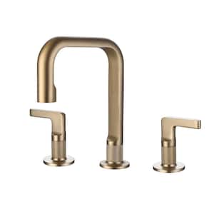 8 in. Widespread Double Handle Bathroom Faucet Brass Modern 3-Holes Bathroom Sink Vanity Faucets in Brushed Gold