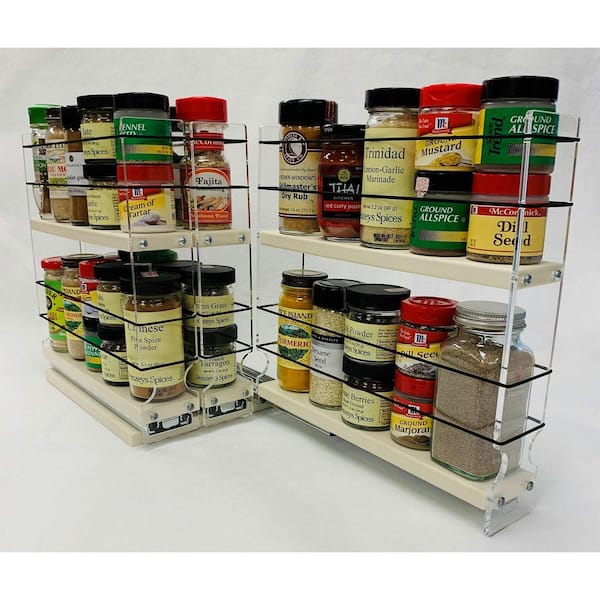 Spice Rack Stand with 12 Clear Glass Bottles Sleek and Kitchen Organizer
