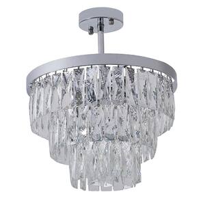 OUKANING 14-Light Black Modern Luxury 5-Tier Crystal Chandelier 