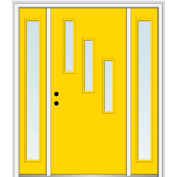 MMI Door 68.5 in. x 81.75 in. Davina Right-Hand Inswing 3-Lite Clear Low-E Painted Fiberglass Prehung Front Door with Sidelites