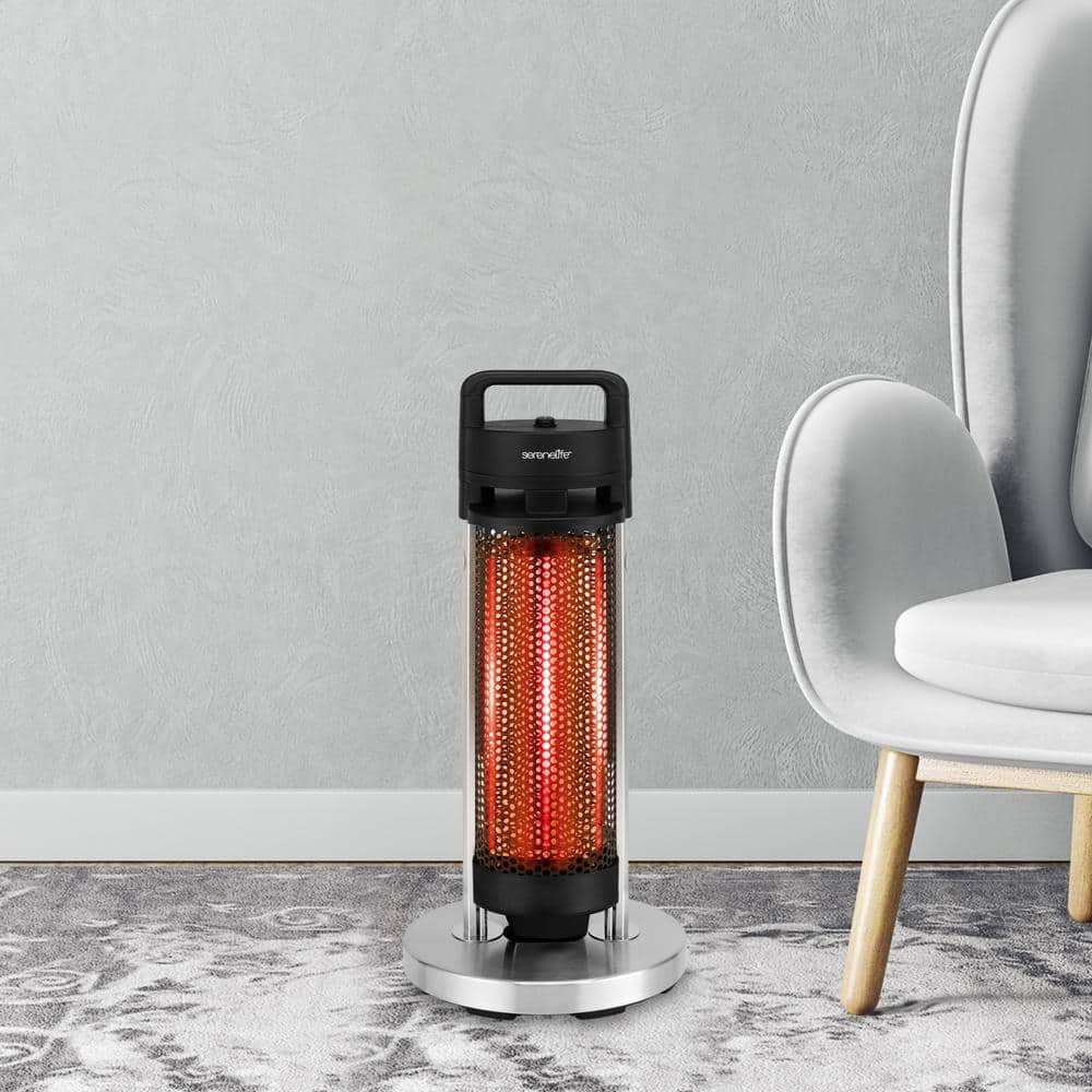 SereneLife 900W Black and Stainless Steel Electric Patio Heater