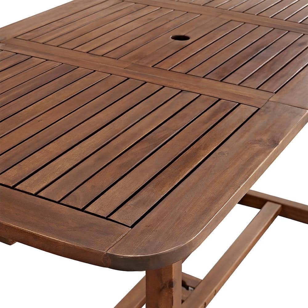 Brown Curved Acacia Wood Patio Dining Set for 4