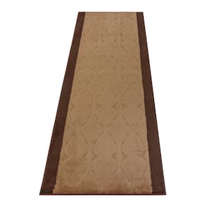 Trellis Euro Brown 31 in. x 24 ft. Your Choice Length Stair Runner