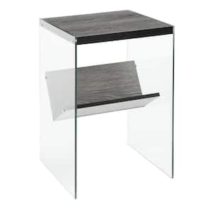 SoHo 15.75 in. W Weathered Gray and Glass 23.75 in. H Rectangle Particle Board End Table with Shelf