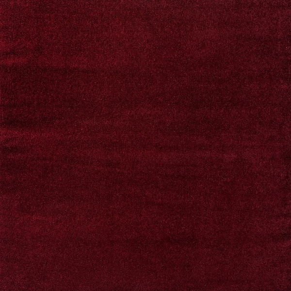 Haze Solid Low-Pile Dark Red 5 ft. Square Area Rug