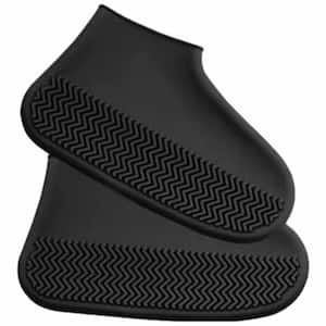 Size L Black Silicone Waterproof Shoe Covers Reusable Shoe Cover Resistant Rain Non-Slip Washable, (5-Pack)