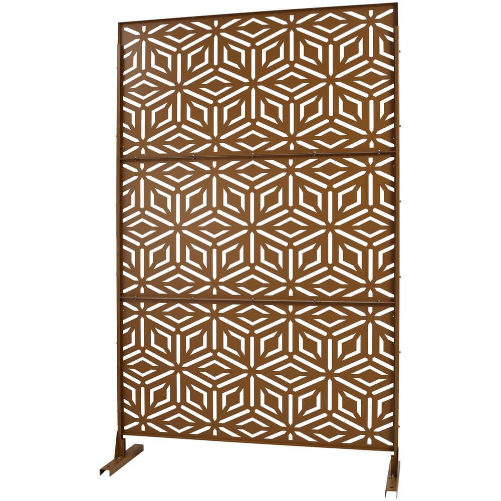 76 in. H x 48 in. W Brown Steel Outdoor Privacy Fence Screen for Deck Balcony Patio price history on PriceWatchPro