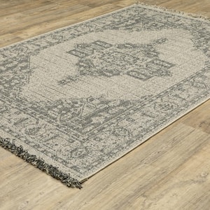 Gables Beige 7 ft. x 9 ft. Oriental Medallion Polypropylene Indoor/Outdoor Area Rug