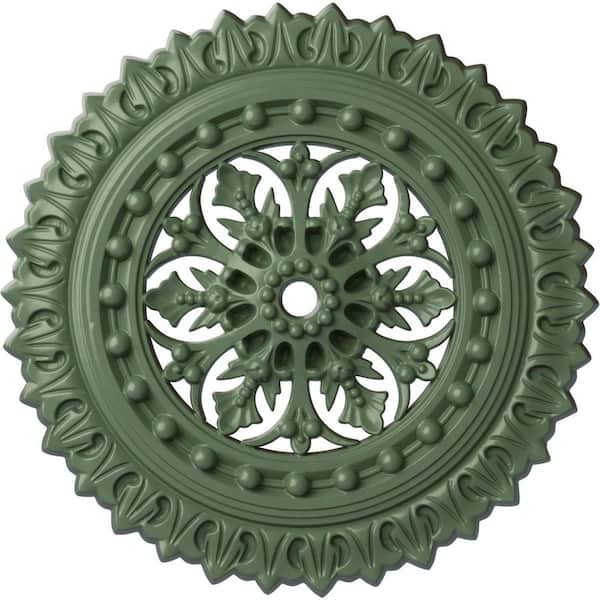 Ekena Millwork 1-1/2" x 18-1/2" x 18-1/2" Polyurethane Sellek Ceiling Moulding Hand-Painted Athenian Green