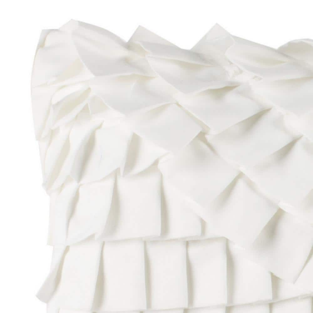 Teagen White Ruffled 18" Square Decorative Pillow