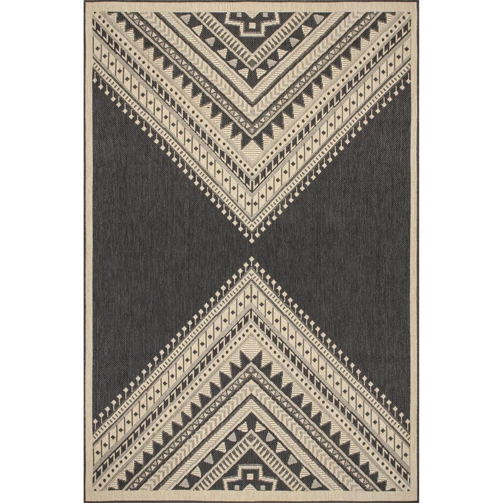 nuLOOM Landry Aztec Charcoal 8 ft. x 10 ft. Indoor/Outdoor Patio Area