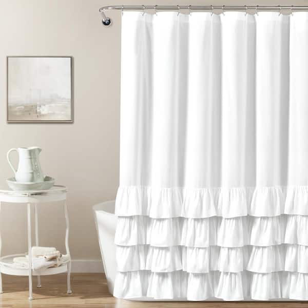 Mishca 13-Piece Shower Curtain Set with Hooks, White, 72x72 Inches