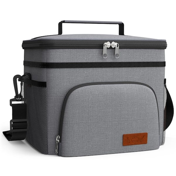 16 qt. Insulated Leak-Proof Soft-Side Cooler in Light Grey 13.0 in. x 7.9 in. x 9.1 in.