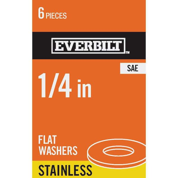 Everbilt 1/4 in. Stainless Steel Flat Washer (6-Pack)