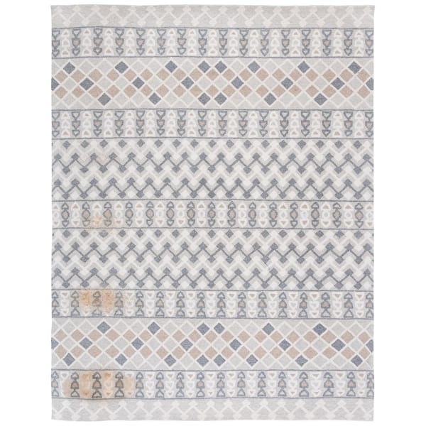Ebony 9 ft. x 12 ft. Gray/Ivory Tribal Area Rug