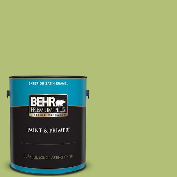 BEHR PREMIUM PLUS 1 gal. Home Decorators Collection #HDC-SM14-5 Lavish Lime Satin Enamel Exterior Paint & Primer