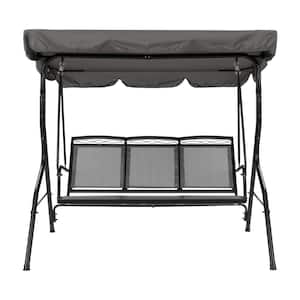 Veda 3-Person Metal Patio Swing with Canopy in Gray