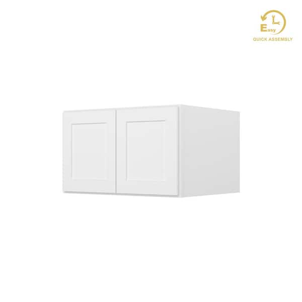 Easy-DIY 36 in. W x 24 in. D x 18 in. H Ready to Assemble Wall Refrigerator in Shaker White Kitchen Cabinet with 2 Doors