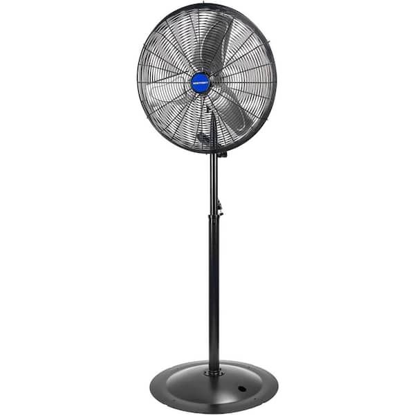 24 in. Black Non-Oscillating Pedestal Fan-5,450 CFM, 2 Speeds, 1/4 HP, Adjustable Height/Tilt for Warehouse/Factory.