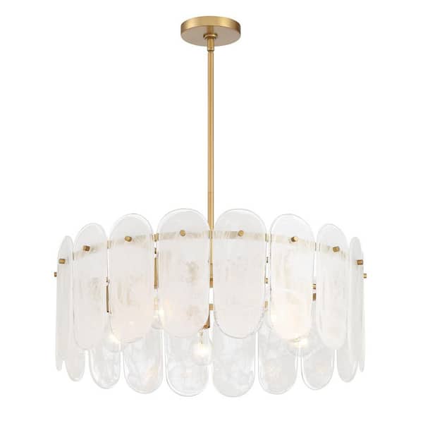 Oldmill 5-Light Legacy Brass Round Chandelier for Kitchen and Dining Room with Alabaster Glass Shades, No Bulbs Included